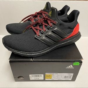 Adidas UltraBoost DNA Shoes Mens Size 12.5 Black Red Bred Sneakers
